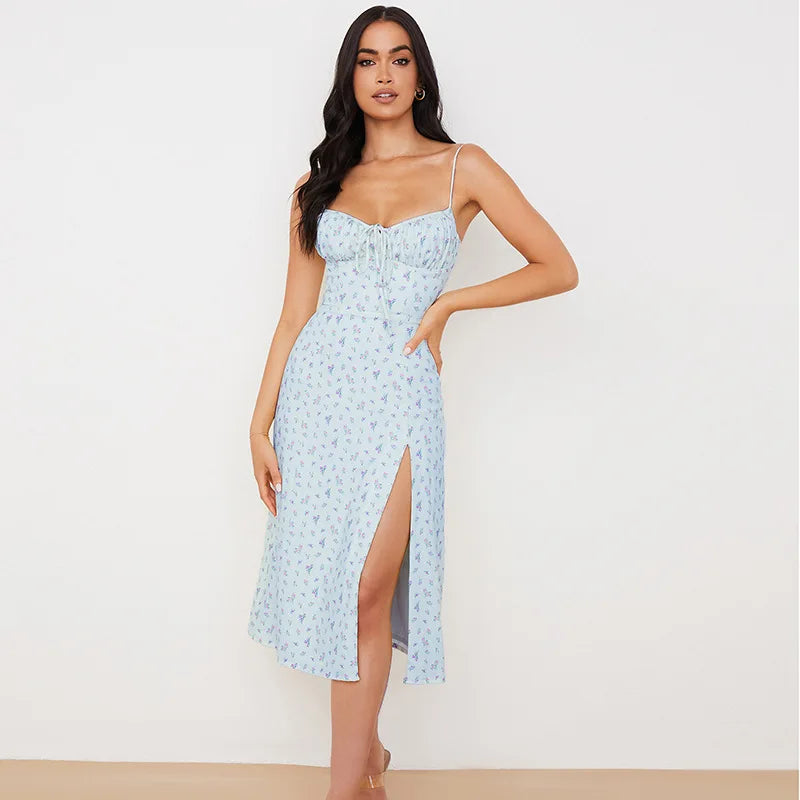 FloraElegance Sheath Dress – Sleeveless Floral Dress with Adjustable Front Detail - Willen