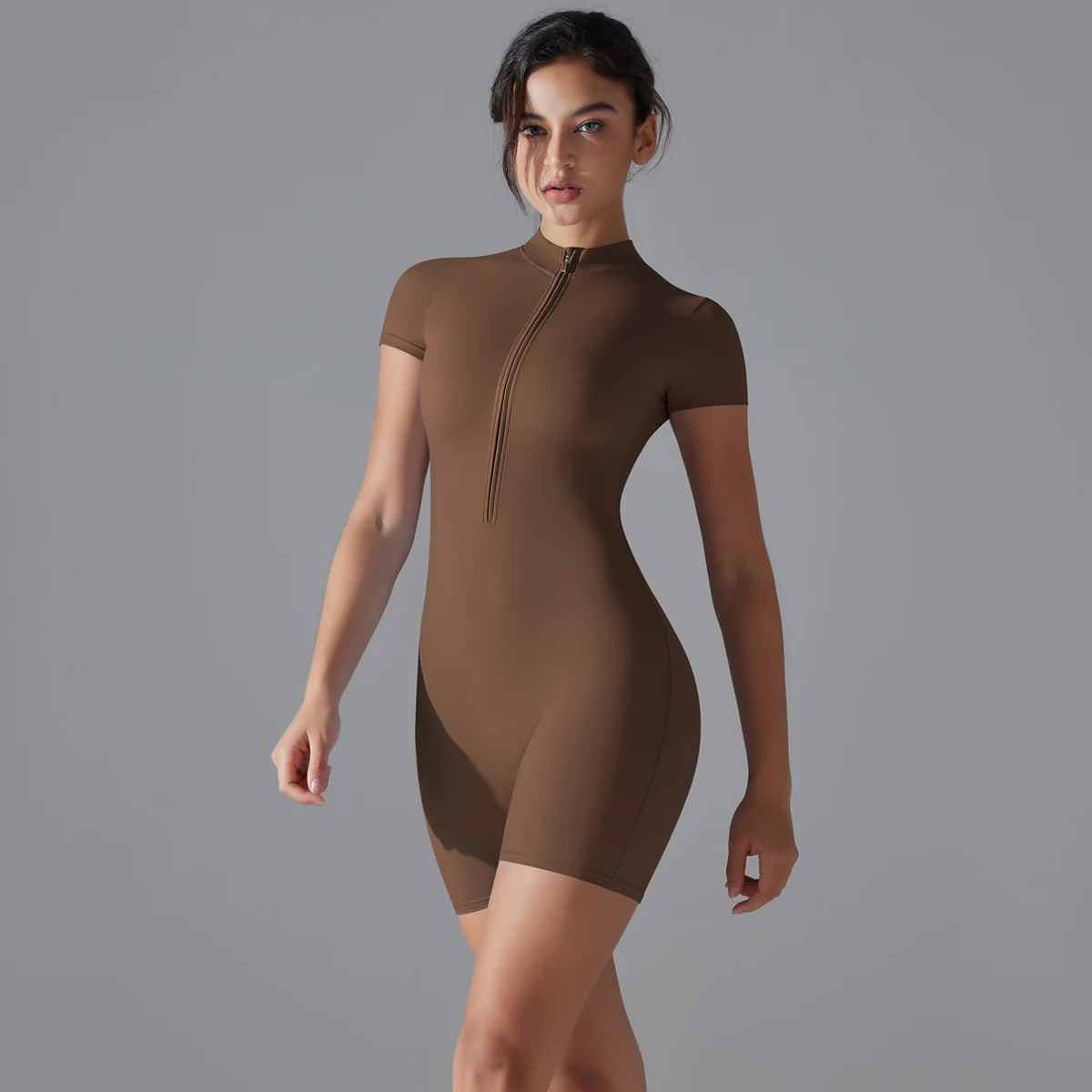 One-Piece Zip-Up Active Bodysuit – Breathable Nylon-Spandex for Women - Willen