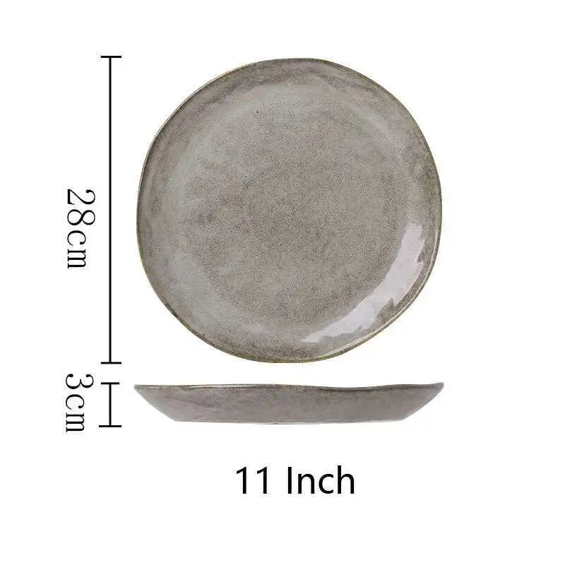 Nordic Glazed Ceramic Dish – Round Blue, Heat-Resistant - Willen