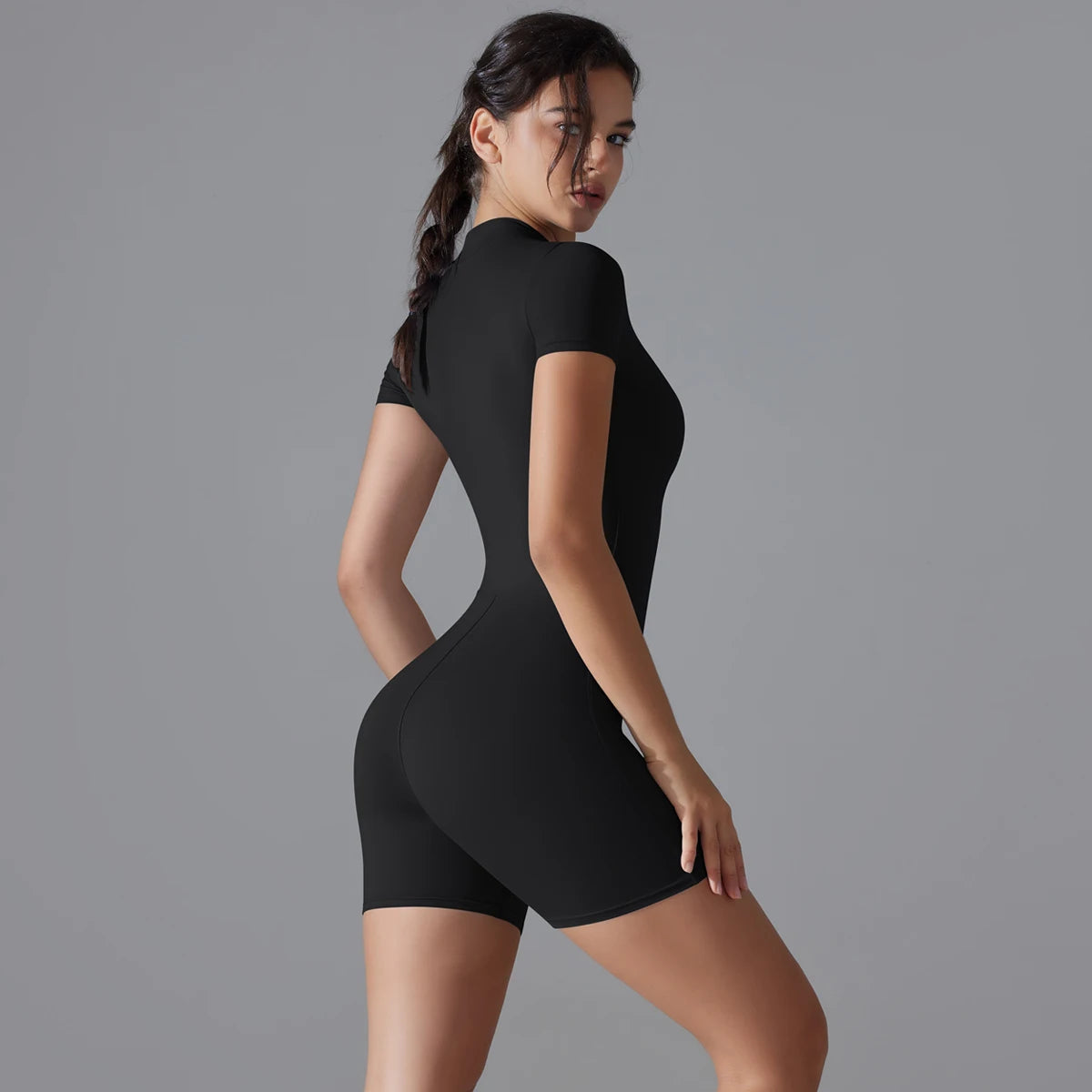 One-Piece Zip-Up Active Bodysuit – Breathable Nylon-Spandex for Women - Willen