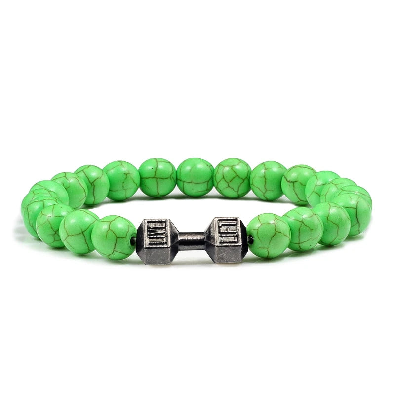 Beaded Stretch Bracelet – 8mm Lava & Howlite Beads with Metal Accent - Willen