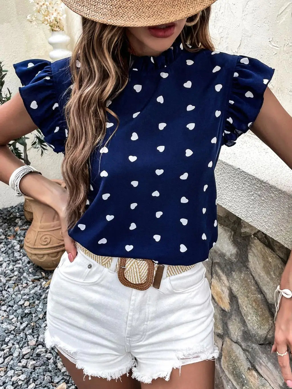 RuffleCharm Summer Top – Lightweight Floral Chiffon Blouse with Ruffle Sleeves - Willen