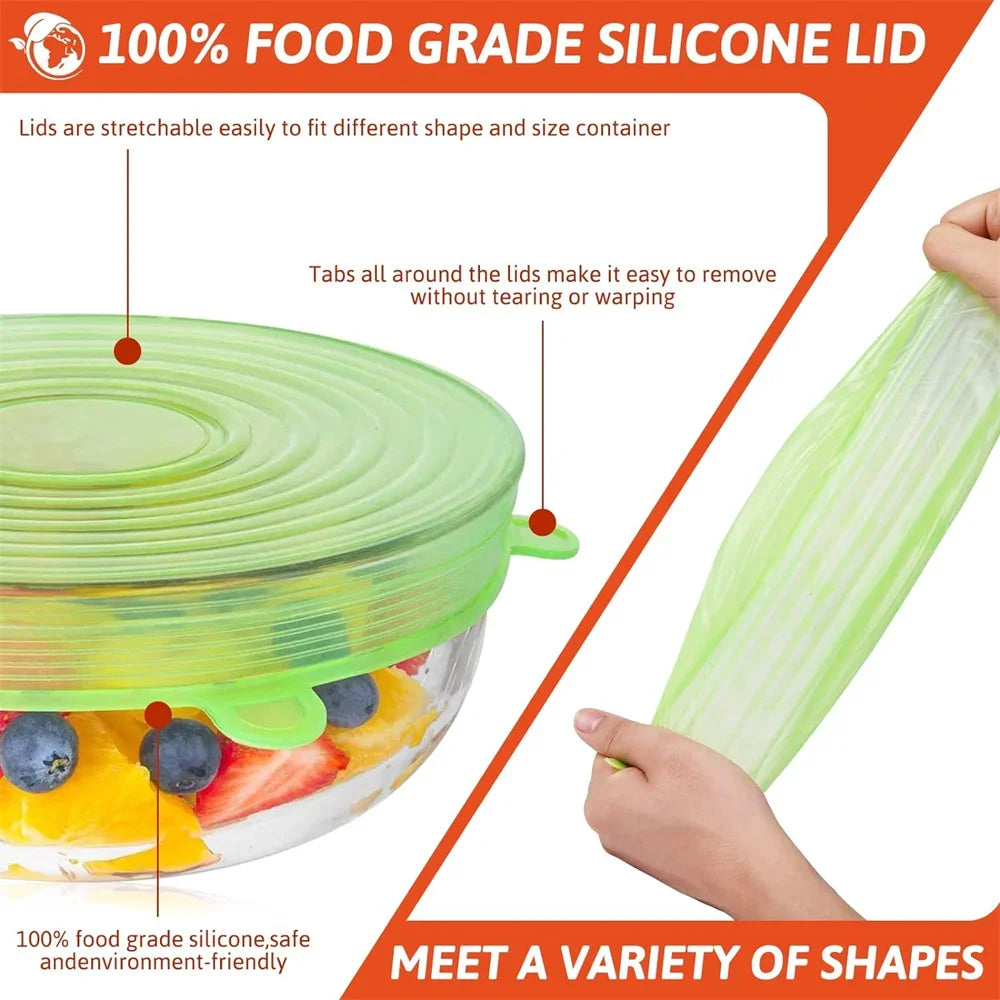 Reusable Silicone Lid Set – 6 Sizes, Airtight Food Covers - Willen