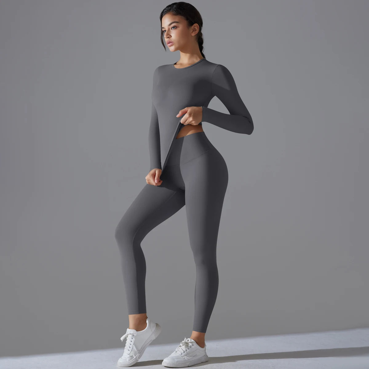 2-Piece Yoga & Fitness Set – Long-Sleeve Top & High-Waist Leggings - Willen