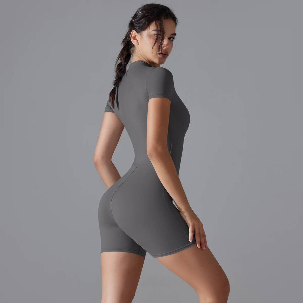 One-Piece Zip-Up Active Bodysuit – Breathable Nylon-Spandex for Women - Willen