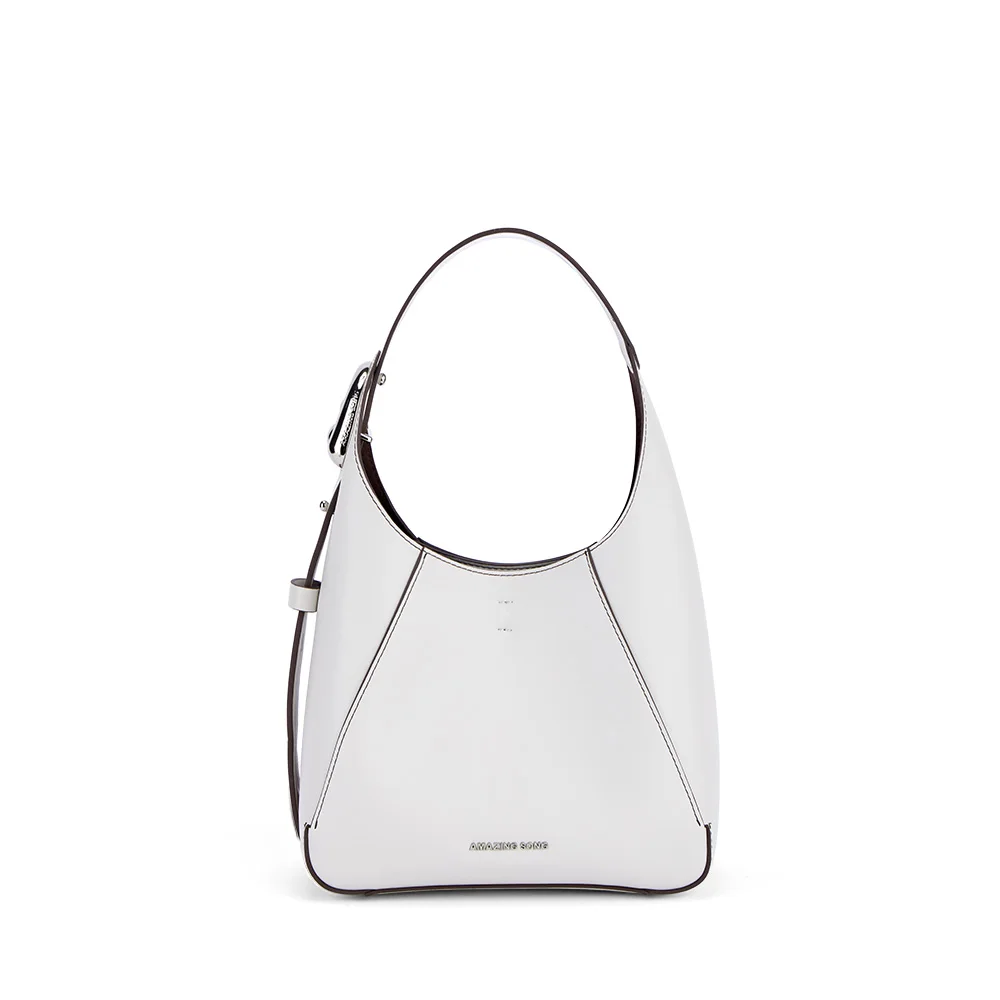 Women’s Flat Bucket Bag – Split Leather, Adjustable Strap, Neutral Color - Willen