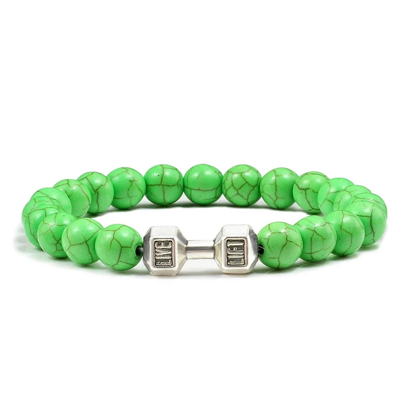 Beaded Stretch Bracelet – 8mm Lava & Howlite Beads with Metal Accent - Willen