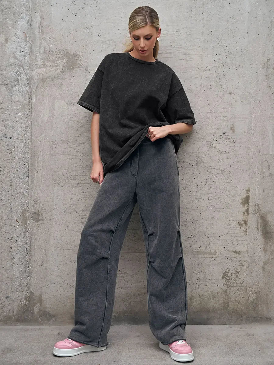 UrbanWax Vintage Tee – Oversized 100% Cotton T-Shirt with Wax Print Texture - Willen