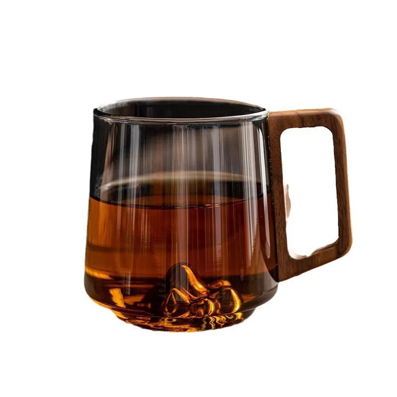 Glass Mug with Wooden Handle – Hand-Blown Borosilicate, 350ml - Willen