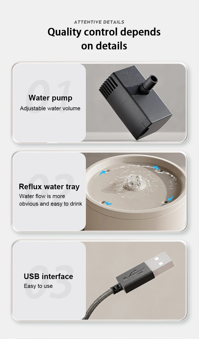 Ceramic Pet Water Fountain – Quiet Circulation, USB-Powered - Willen