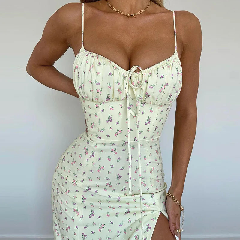 FloraElegance Sheath Dress – Sleeveless Floral Dress with Adjustable Front Detail - Willen