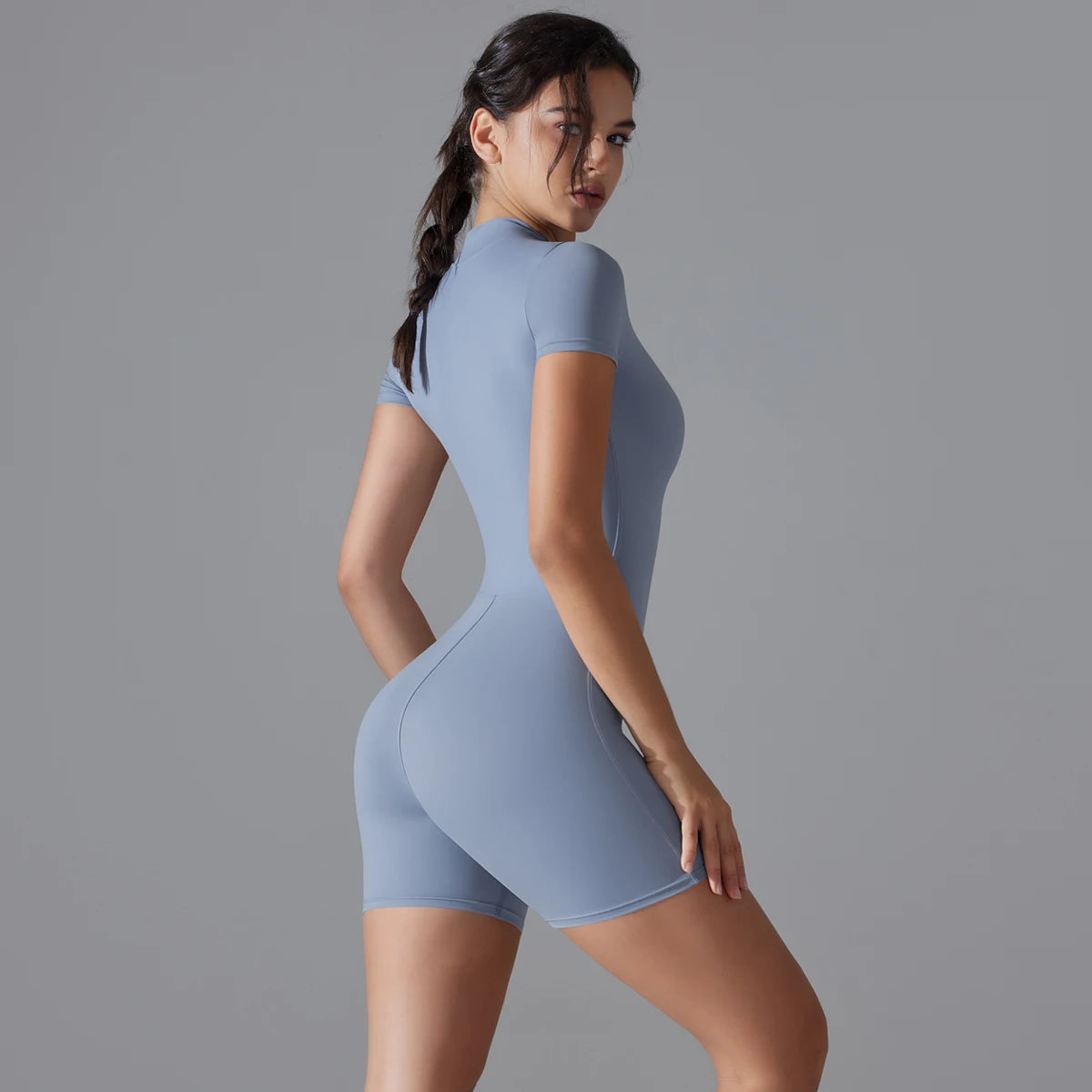 One-Piece Zip-Up Active Bodysuit – Breathable Nylon-Spandex for Women - Willen