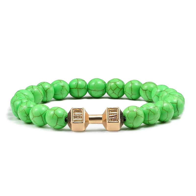 Beaded Stretch Bracelet – 8mm Lava & Howlite Beads with Metal Accent - Willen
