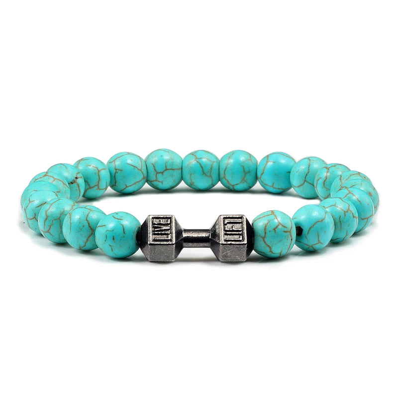 Beaded Stretch Bracelet – 8mm Lava & Howlite Beads with Metal Accent - Willen