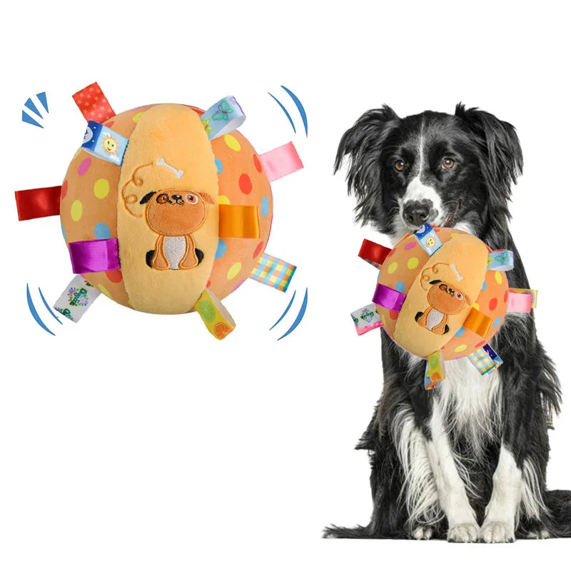 Durable Plush Dog Ball Toy – With Bell and Handle - Willen