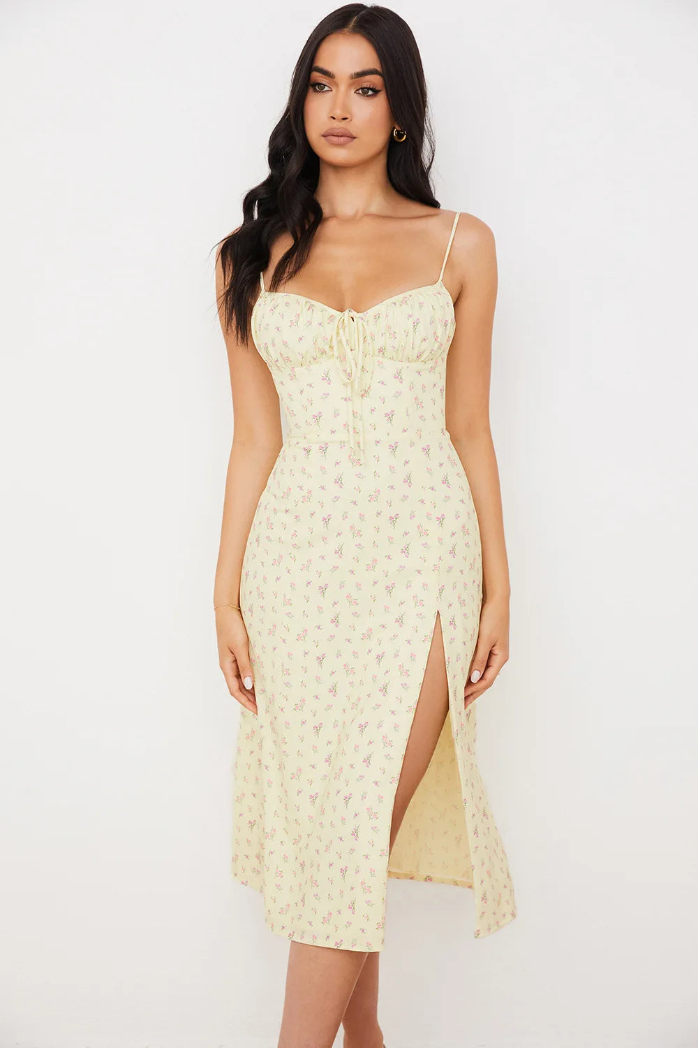 FloraElegance Sheath Dress – Sleeveless Floral Dress with Adjustable Front Detail - Willen