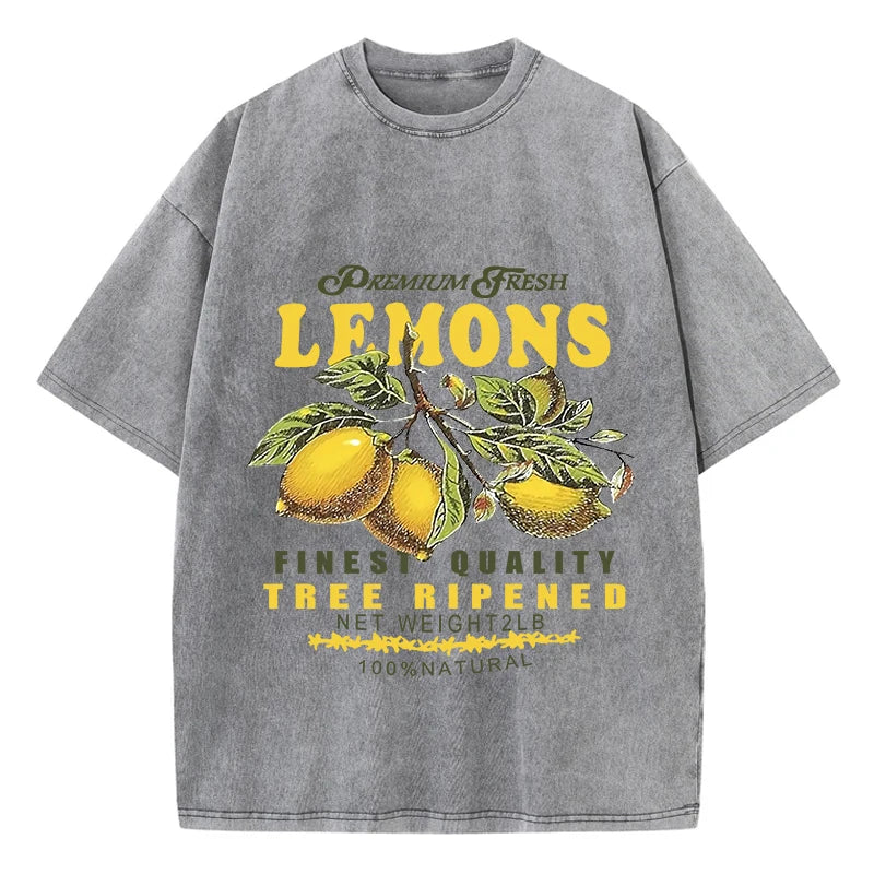 CitrusFade Oversized Tee – Unisex Cotton T-Shirt with Lemon Print - Willen