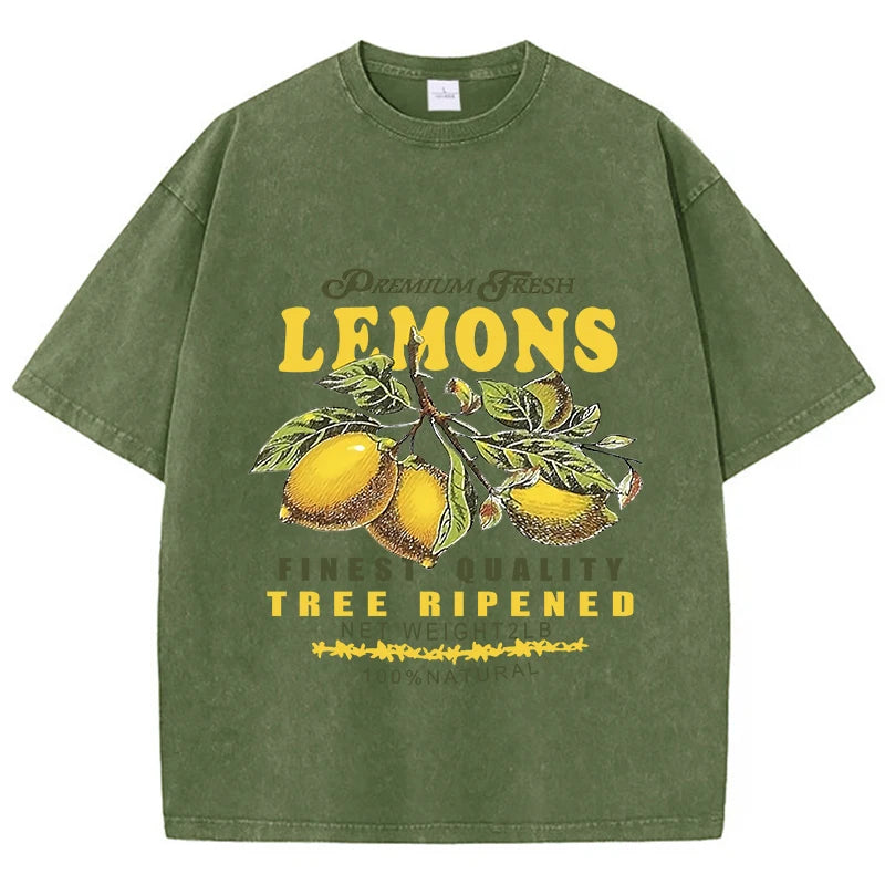 CitrusFade Oversized Tee – Unisex Cotton T-Shirt with Lemon Print - Willen