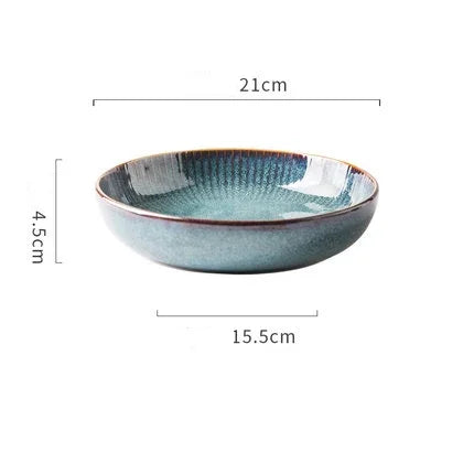Nordic Glazed Ceramic Dish – Round, Blue, Heat-Resistant - Willen