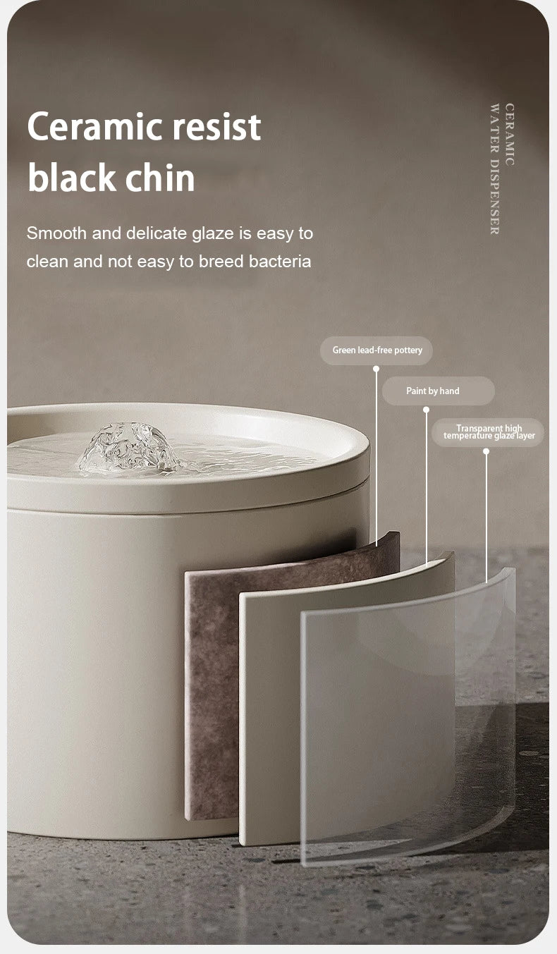 Ceramic Pet Water Fountain – Quiet Circulation, USB-Powered - Willen