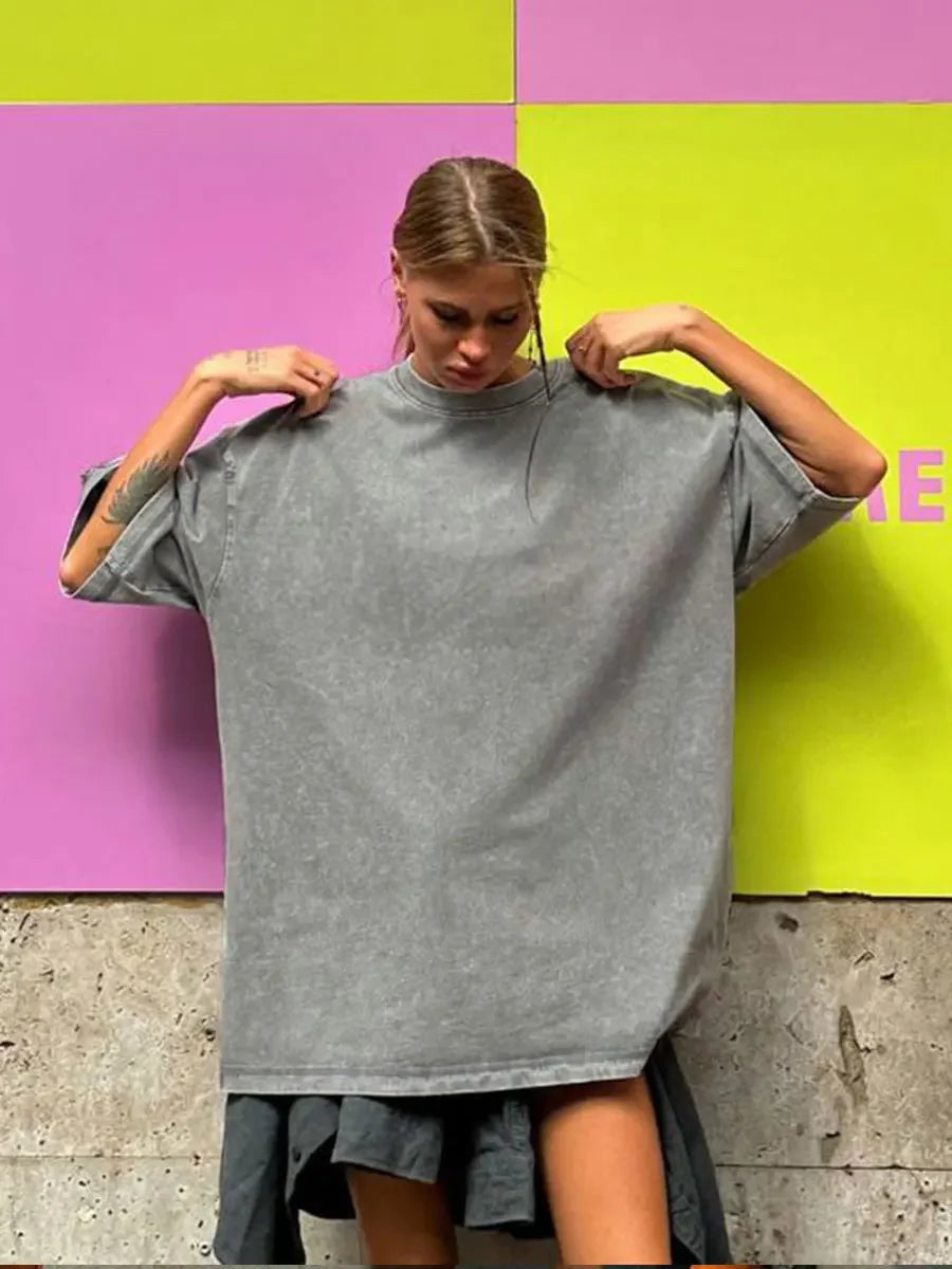 UrbanWax Vintage Tee – Oversized 100% Cotton T-Shirt with Wax Print Texture - Willen