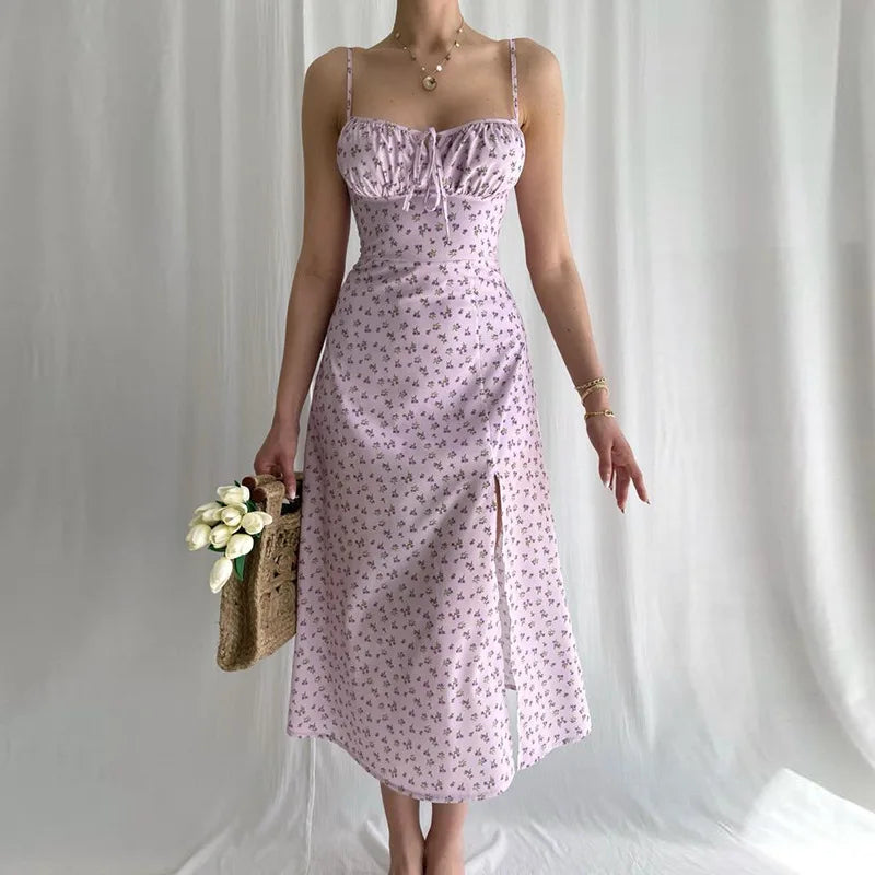 FloraElegance Sheath Dress – Sleeveless Floral Dress with Adjustable Front Detail - Willen