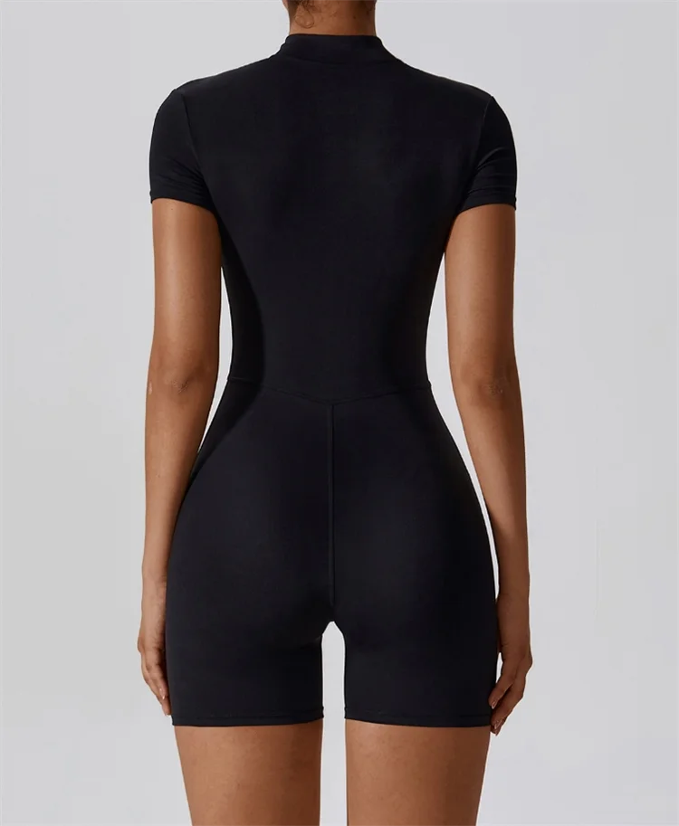 Short Sleeve Bodysuit – High-Collar Nylon-Spandex Activewear - Willen