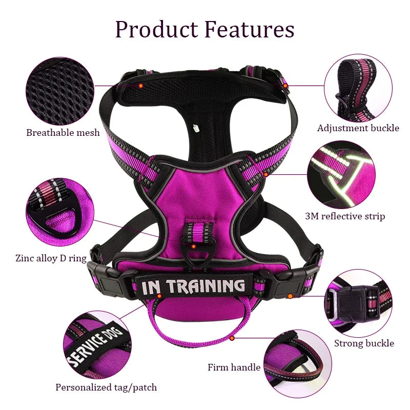 Reflective Adjustable Dog Harness – Breathable, Padded, with Custom Patch - Willen