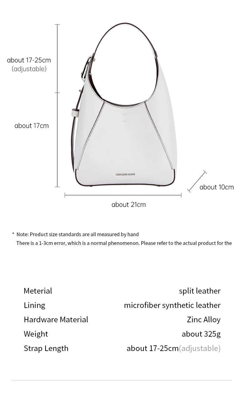Women’s Flat Bucket Bag – Split Leather, Adjustable Strap, Neutral Color - Willen