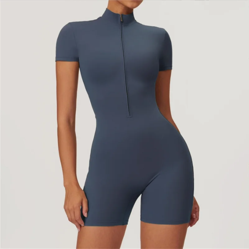 Short Sleeve Bodysuit – High-Collar Nylon-Spandex Activewear - Willen