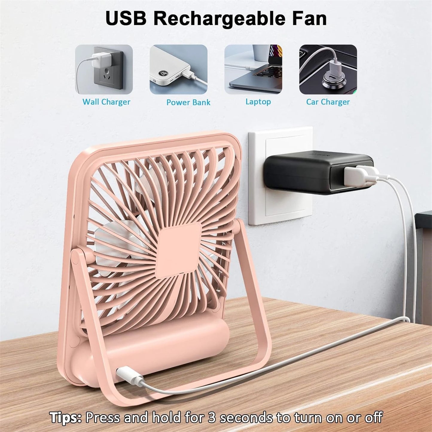 Portable Folding Desk Fan – 180° Adjustable, USB Rechargeable - Willen