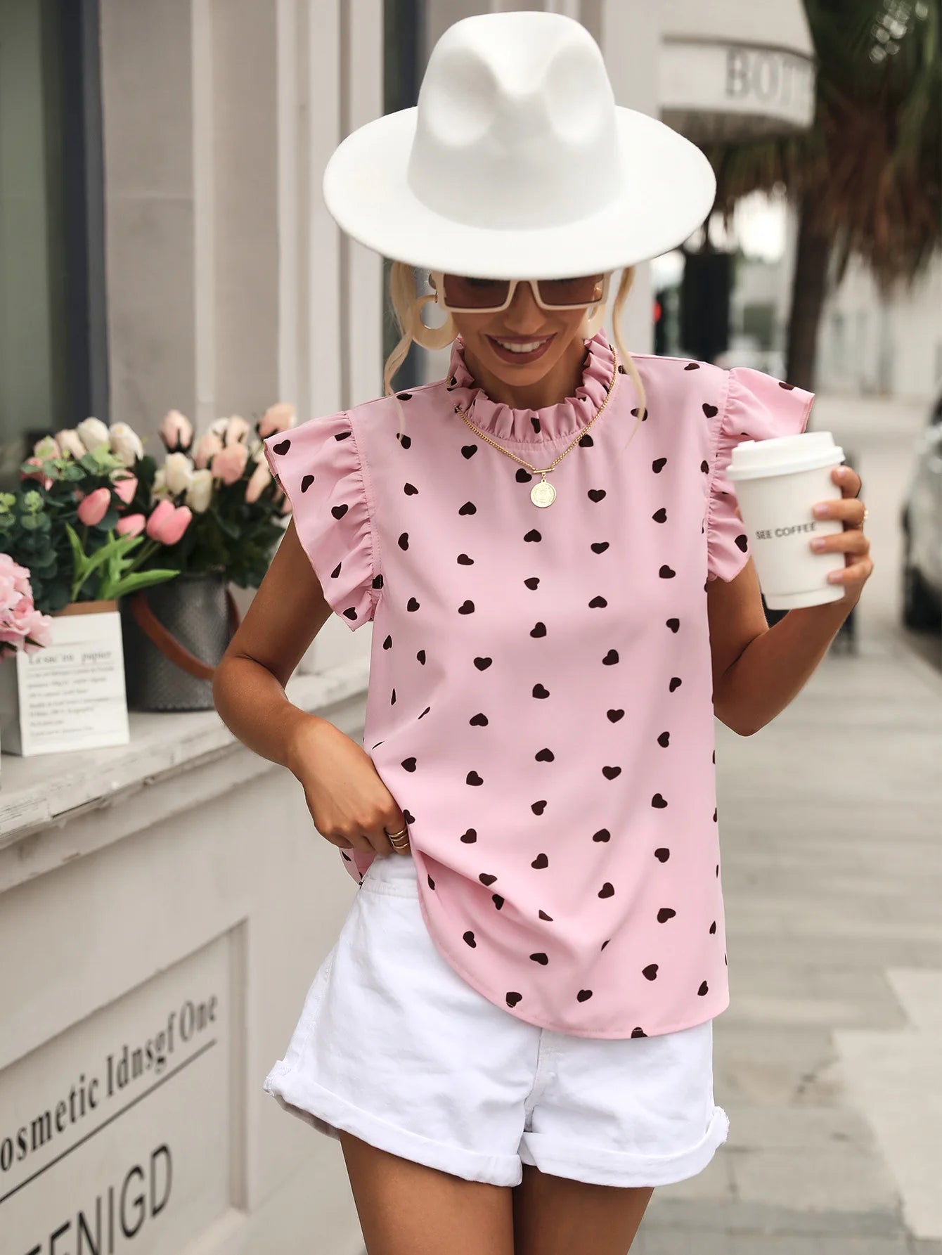 RuffleCharm Summer Top – Lightweight Floral Chiffon Blouse with Ruffle Sleeves - Willen