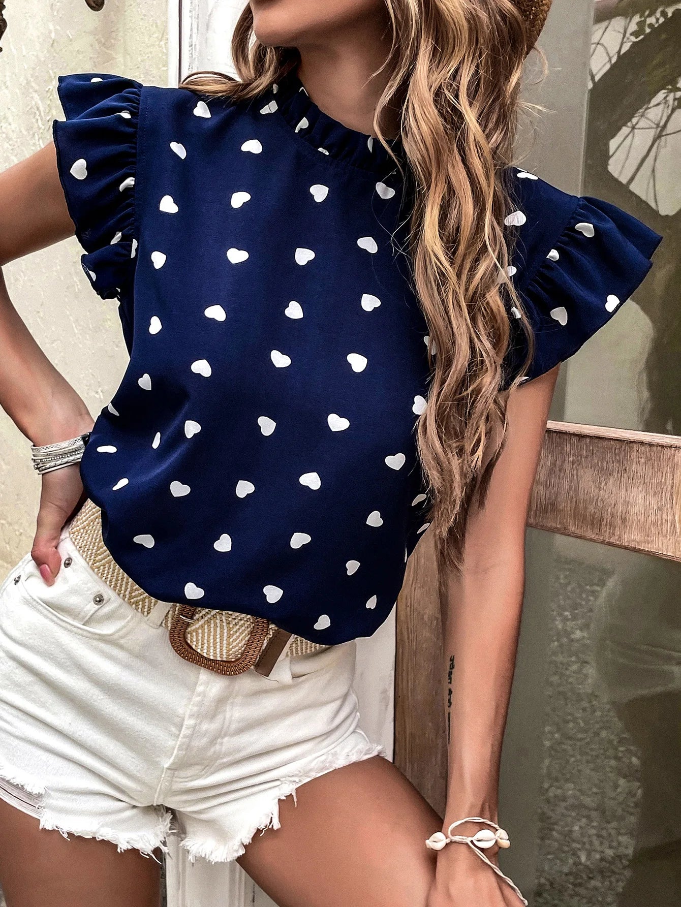 RuffleCharm Summer Top – Lightweight Floral Chiffon Blouse with Ruffle Sleeves - Willen