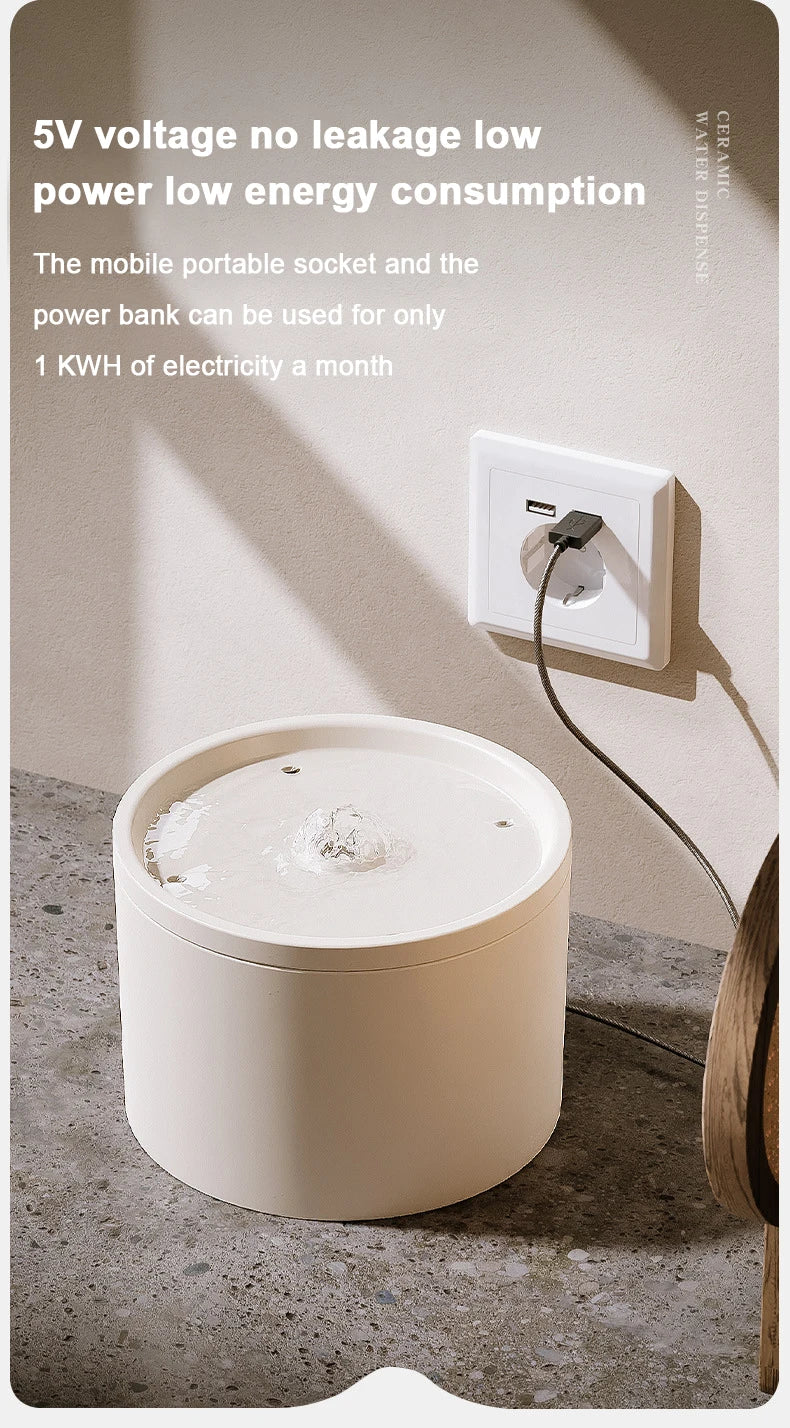 Ceramic Pet Water Fountain – Quiet Circulation, USB-Powered - Willen