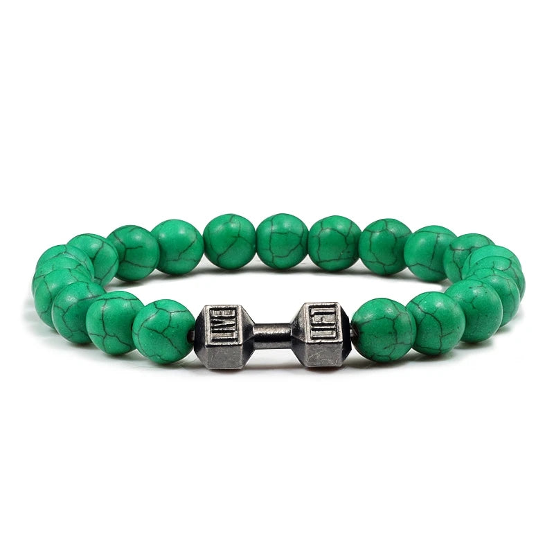Beaded Stretch Bracelet – 8mm Lava & Howlite Beads with Metal Accent - Willen
