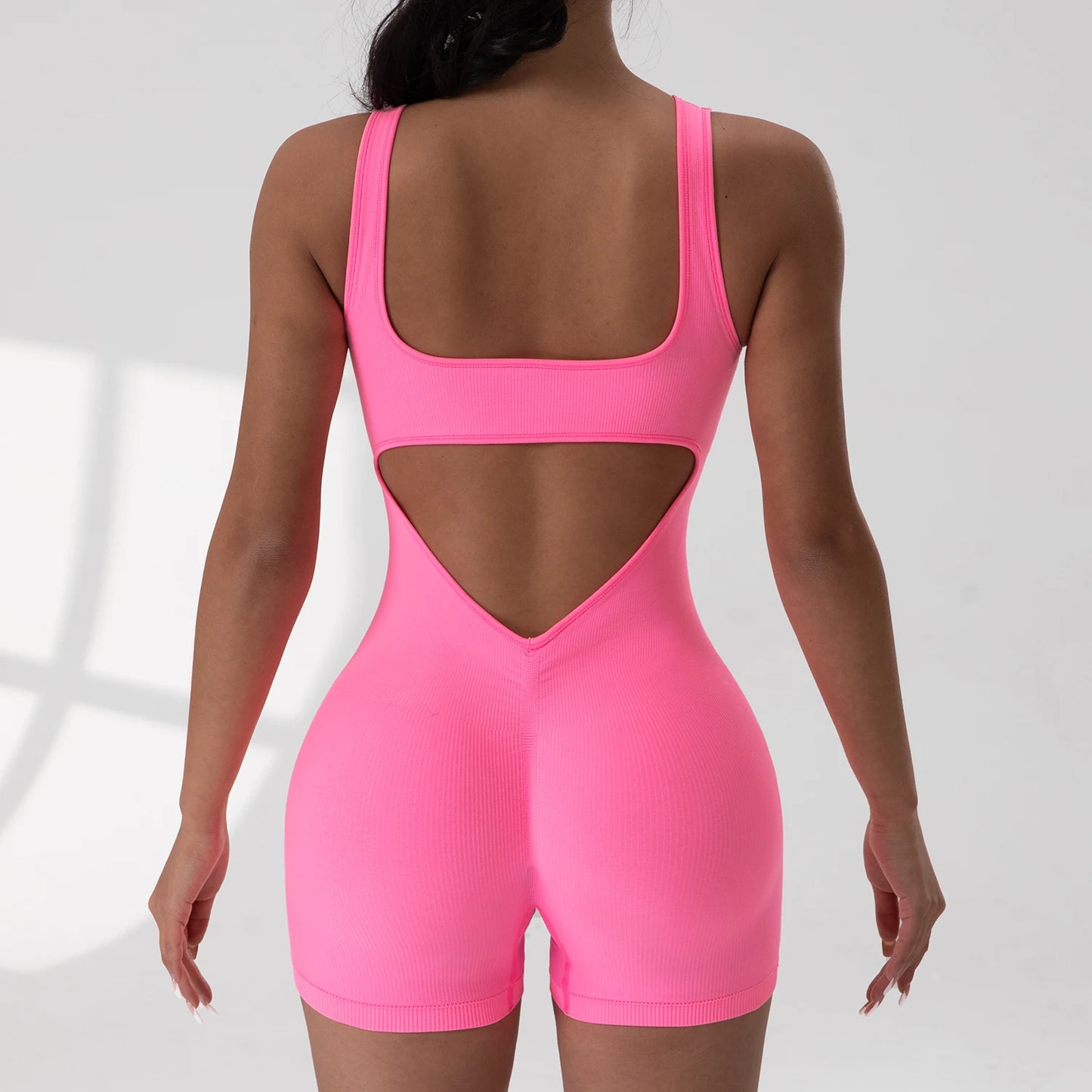 Backless One-Piece Jumpsuit – U-Neck, Sleeveless, Nylon-Spandex Blend - Willen