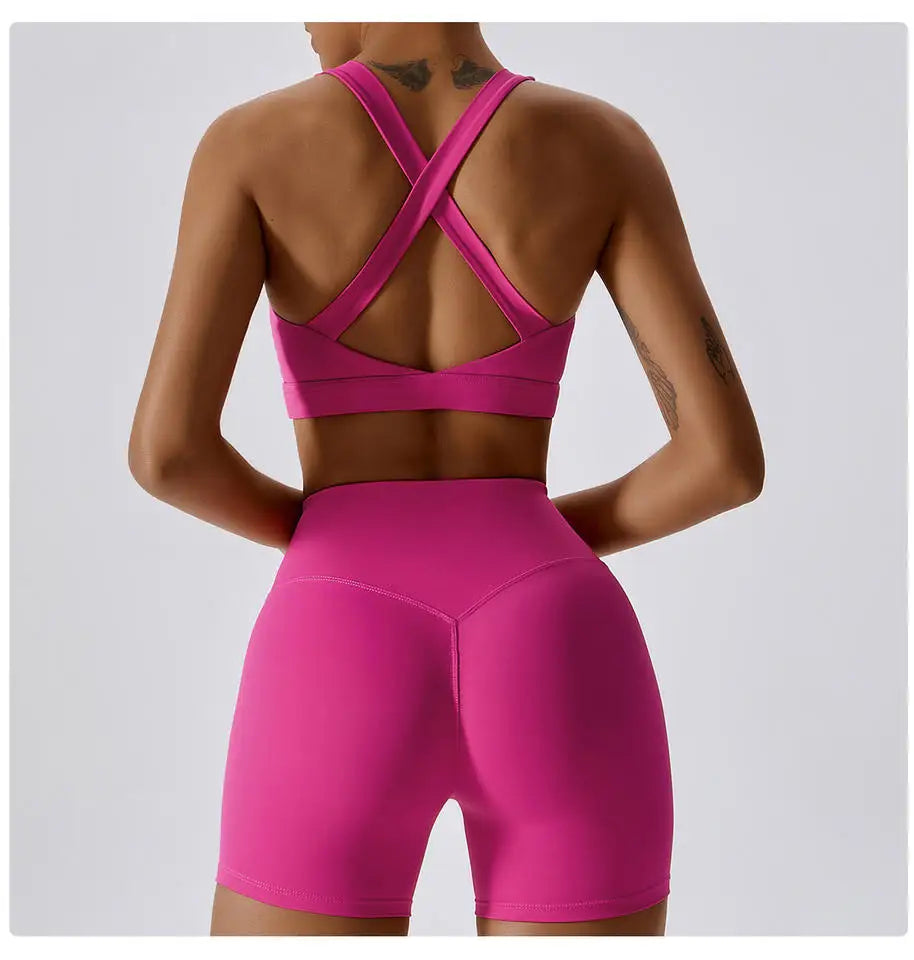 4-Piece Women's Yoga Set – Long Sleeve Sports Outfit with Leggings, Shorts, Bra & Top - Willen