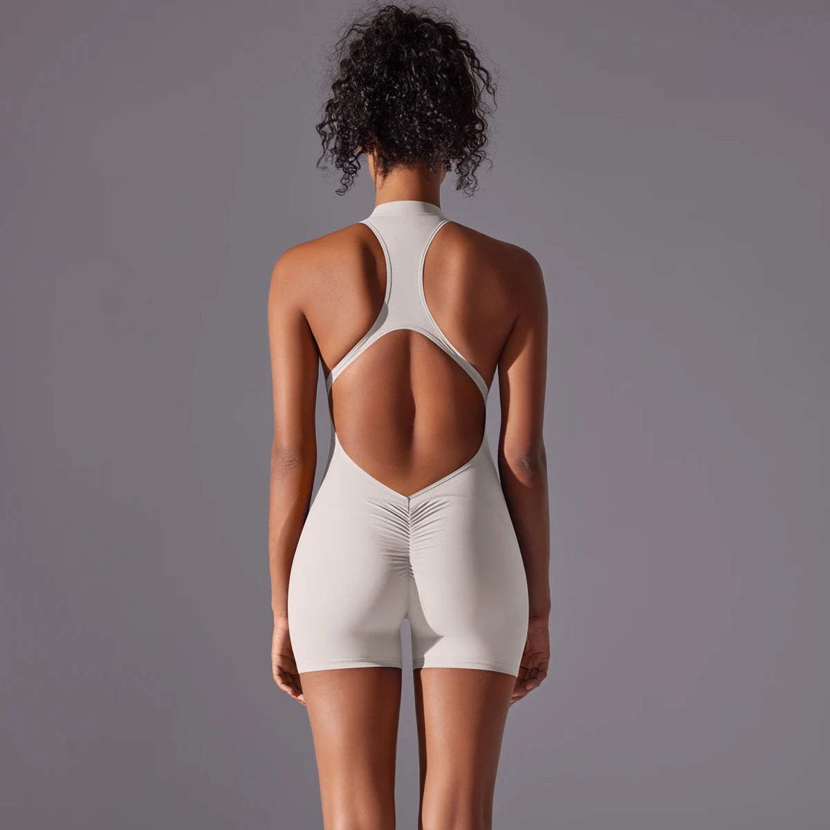 Backless Yoga Romper – Nylon-Spandex One-Piece with Sleeveless Design - Willen