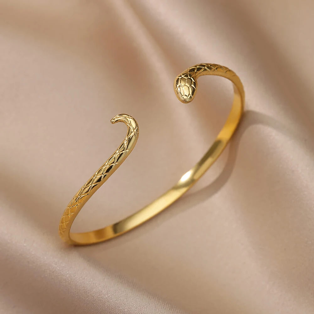 Gold Floral Etched Cuff Bracelet – Wide Stainless Steel Bangle for Women - Willen