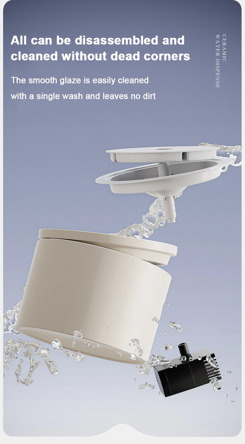Ceramic Pet Water Fountain – Quiet Circulation, USB-Powered - Willen