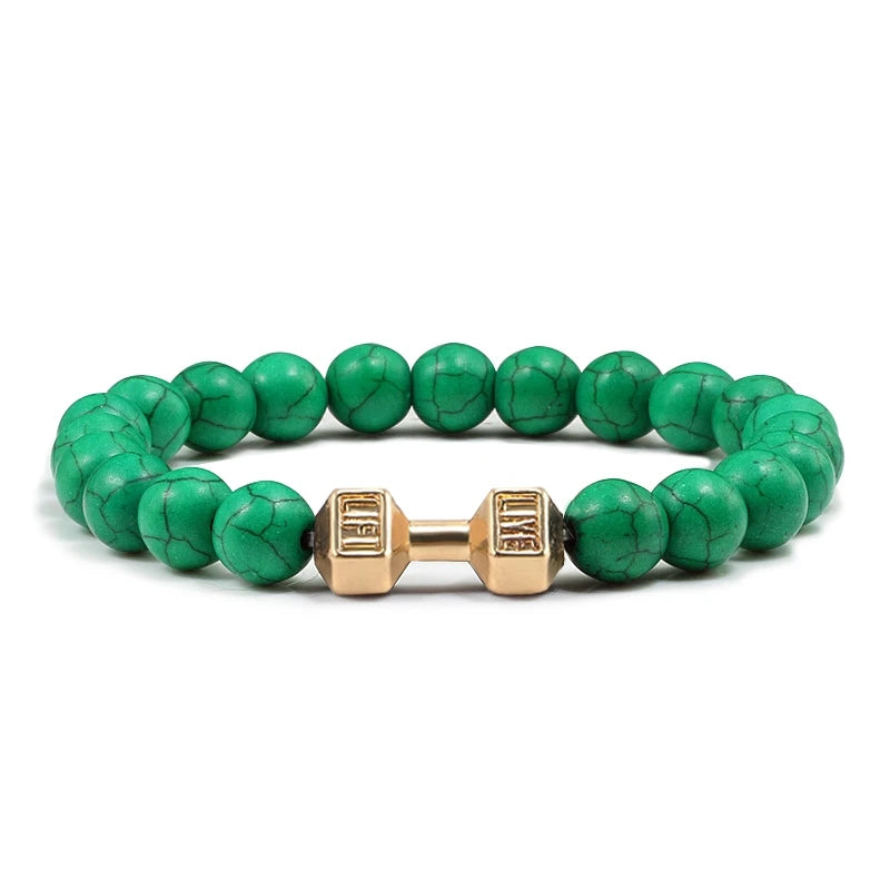 Beaded Stretch Bracelet – 8mm Lava & Howlite Beads with Metal Accent - Willen