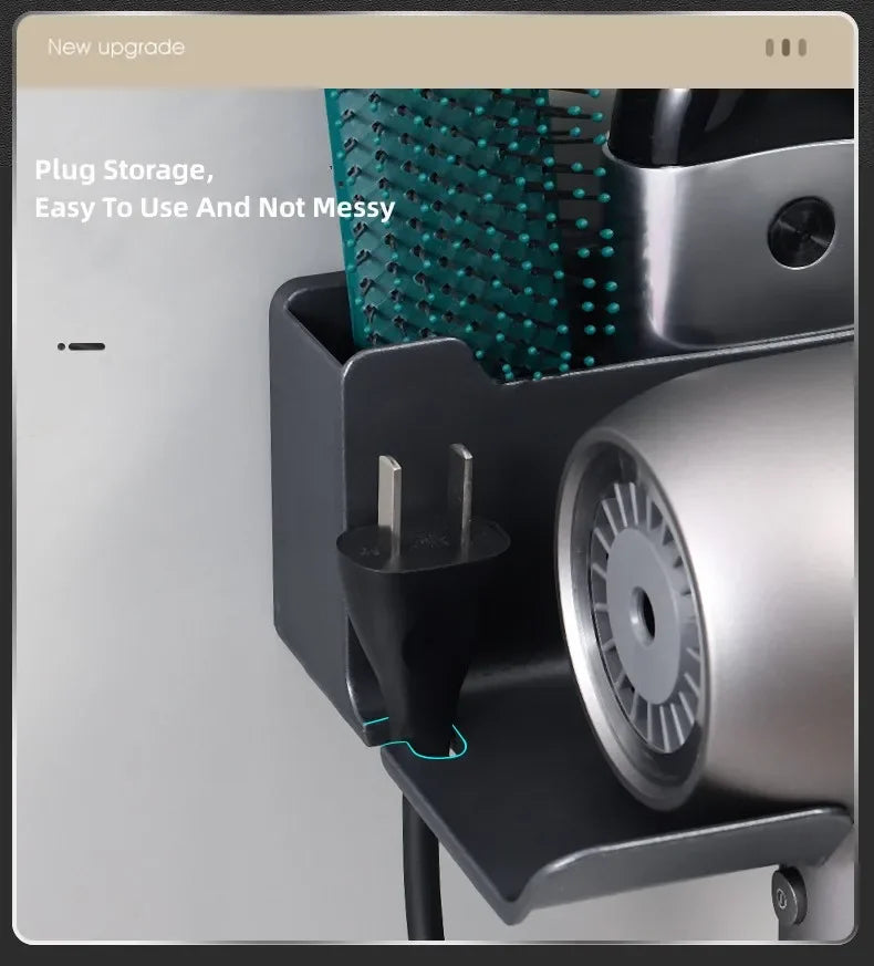 Wall-Mounted Hair Dryer Holder – Punch-Free Install, ABS Plastic - Willen
