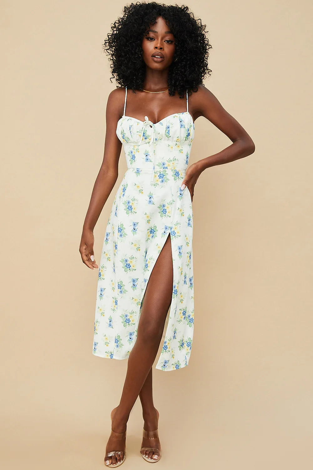 FloraElegance Sheath Dress – Sleeveless Floral Dress with Adjustable Front Detail - Willen