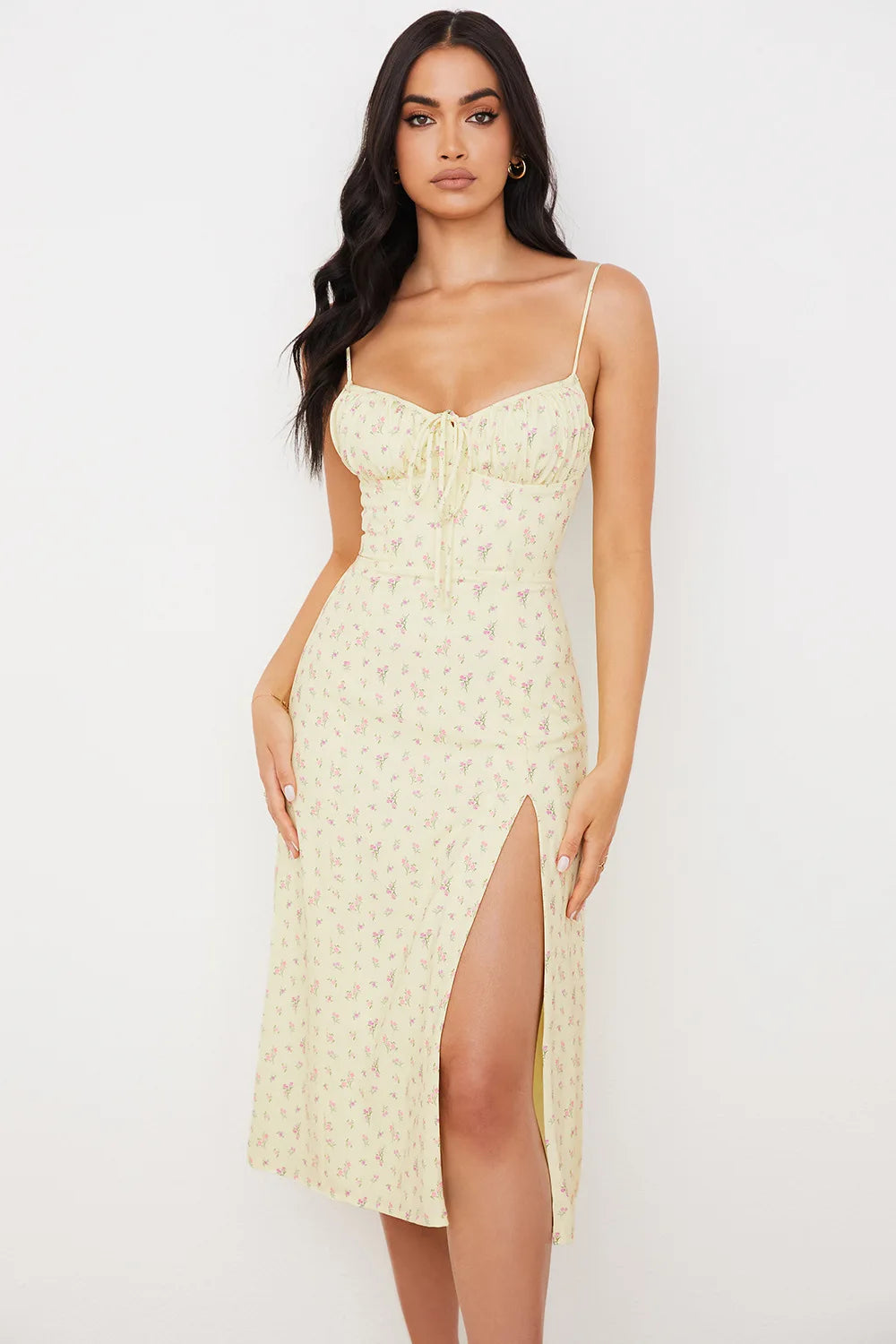 FloraElegance Sheath Dress – Sleeveless Floral Dress with Adjustable Front Detail - Willen