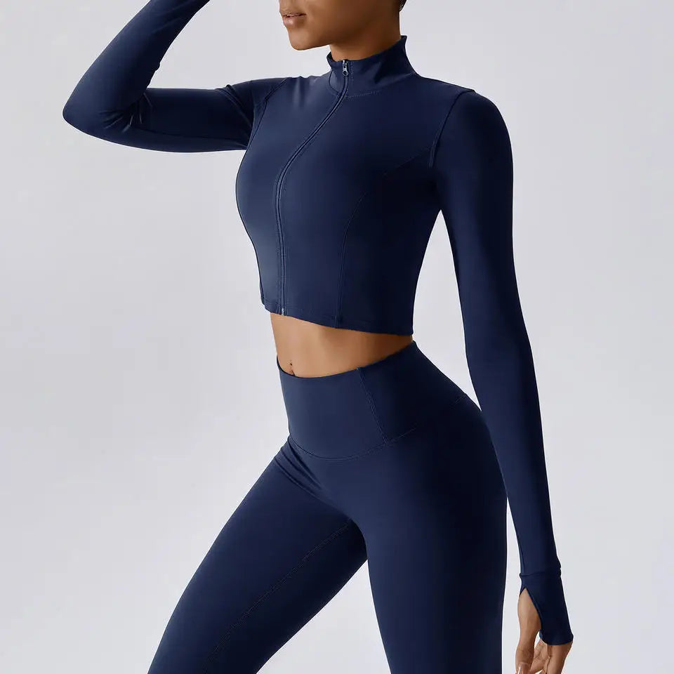 4-Piece Women's Yoga Set – Long Sleeve Sports Outfit with Leggings, Shorts, Bra & Top - Willen