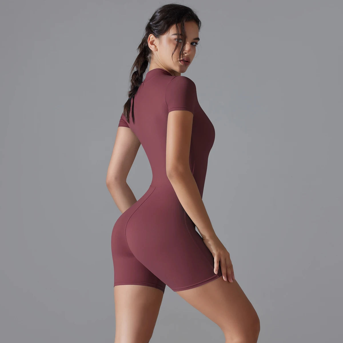 One-Piece Zip-Up Active Bodysuit – Breathable Nylon-Spandex for Women - Willen