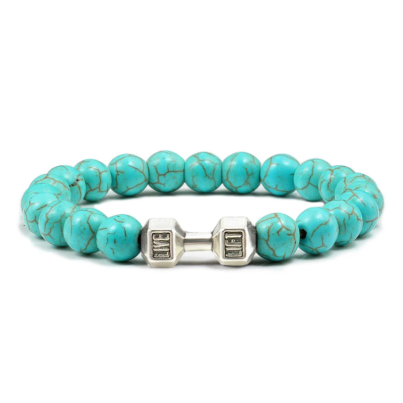 Beaded Stretch Bracelet – 8mm Lava & Howlite Beads with Metal Accent - Willen
