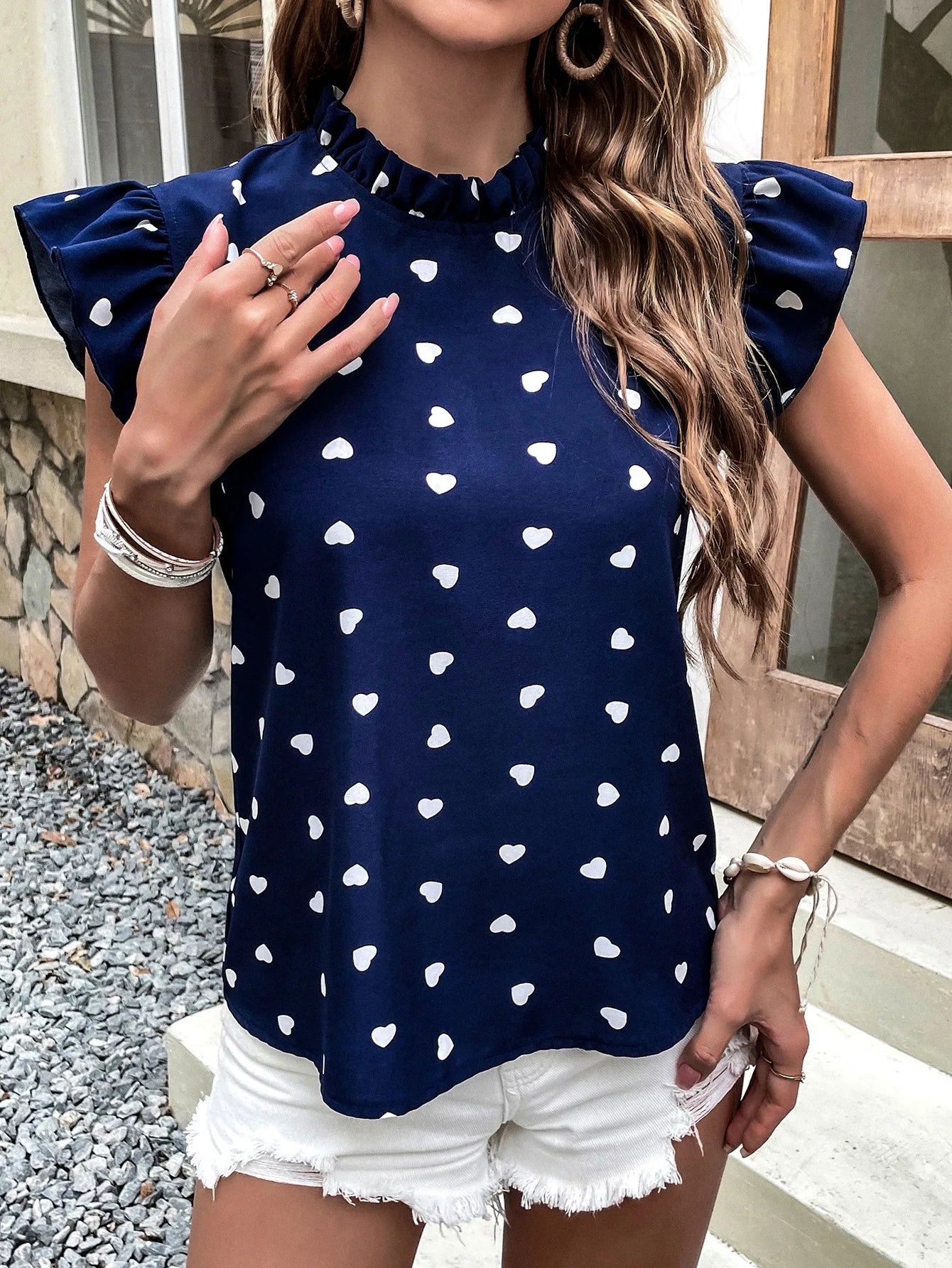 RuffleCharm Summer Top – Lightweight Floral Chiffon Blouse with Ruffle Sleeves - Willen