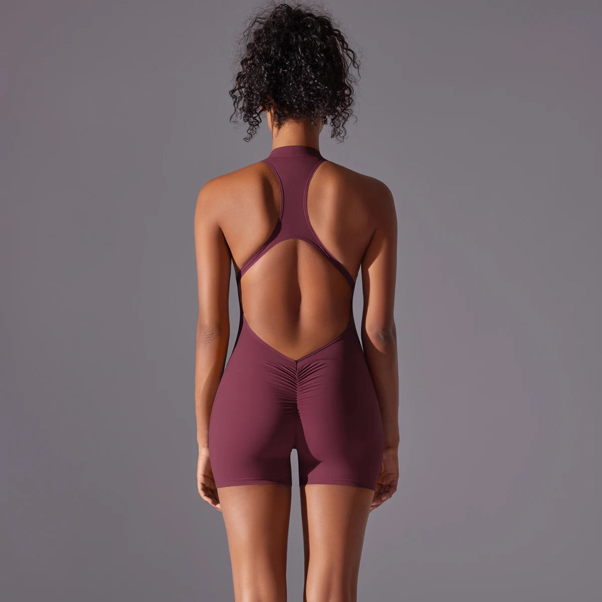 Backless Yoga Romper – Nylon-Spandex One-Piece with Sleeveless Design - Willen