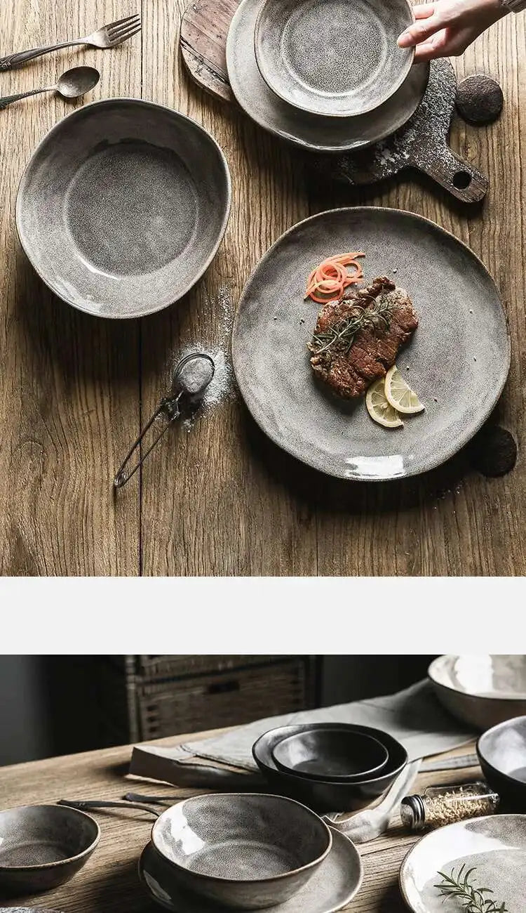 Nordic Glazed Ceramic Dish – Round Blue, Heat-Resistant - Willen